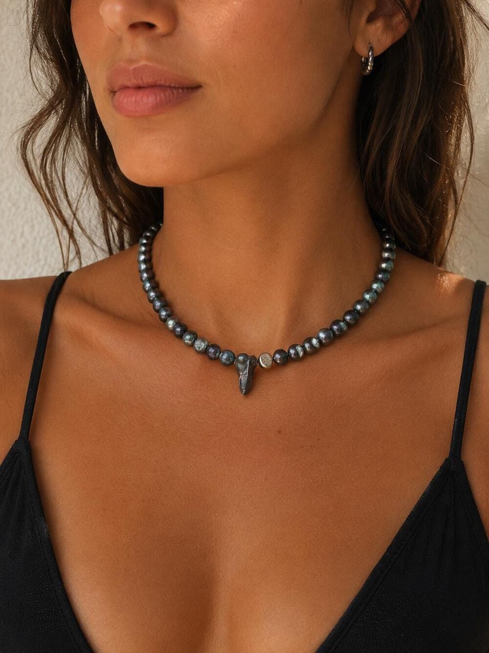 Midnight Tide Pearl Necklace – Peacock Freshwater and Organic Baroque Pearls